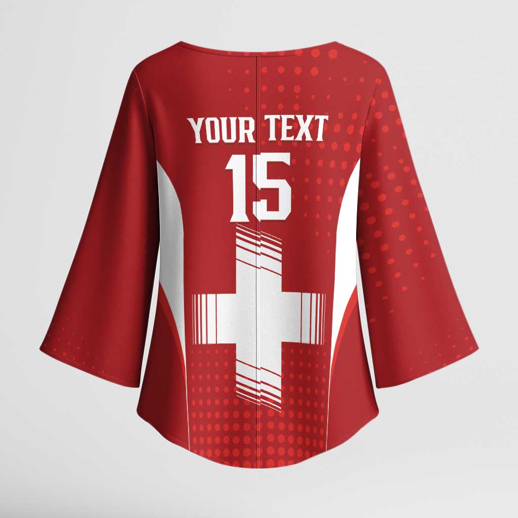 Custom Switzerland Football 2026 Kimono Sleeve Blouse Hopp Schwiiz - Wonder Print Shop