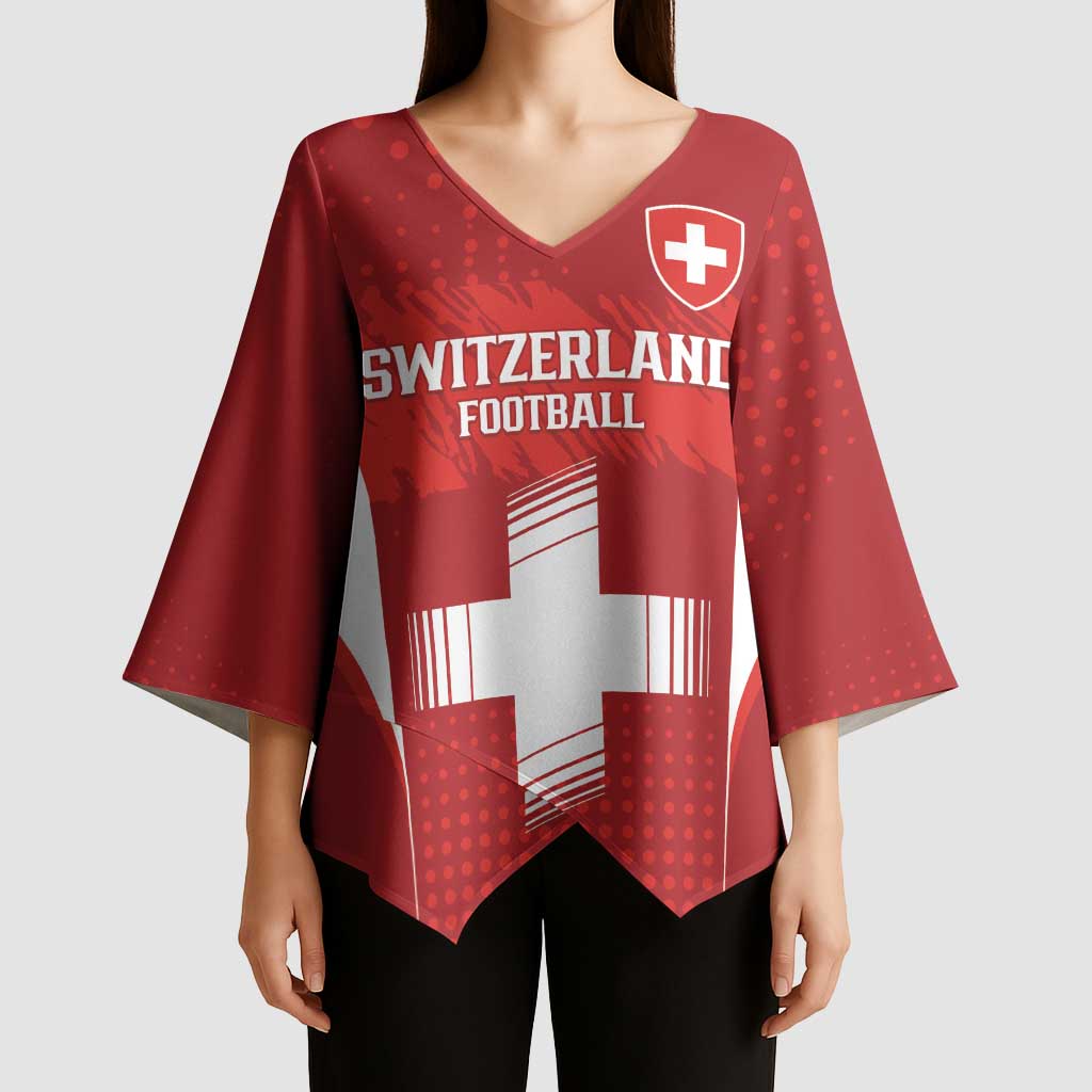 Custom Switzerland Football 2026 Kimono Sleeve Blouse Hopp Schwiiz - Wonder Print Shop