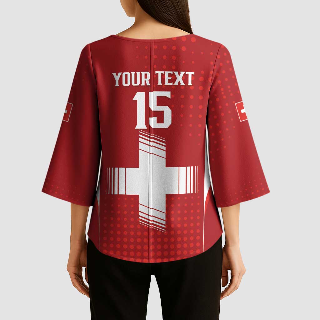 Custom Switzerland Football 2026 Kimono Sleeve Blouse Hopp Schwiiz - Wonder Print Shop