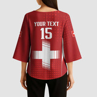 Custom Switzerland Football 2026 Kimono Sleeve Blouse Hopp Schwiiz - Wonder Print Shop