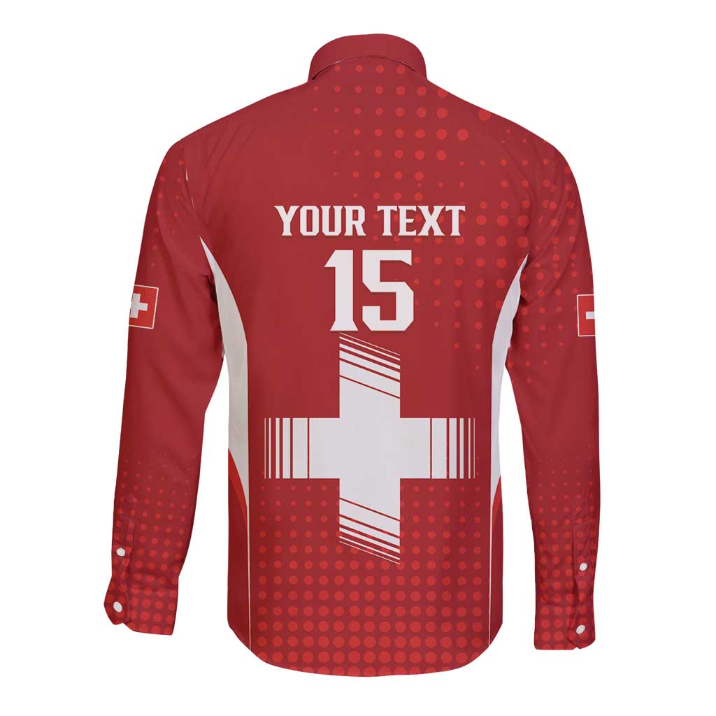 Custom Switzerland Football 2026 Long Sleeve Button Shirt Hopp Schwiiz - Wonder Print Shop