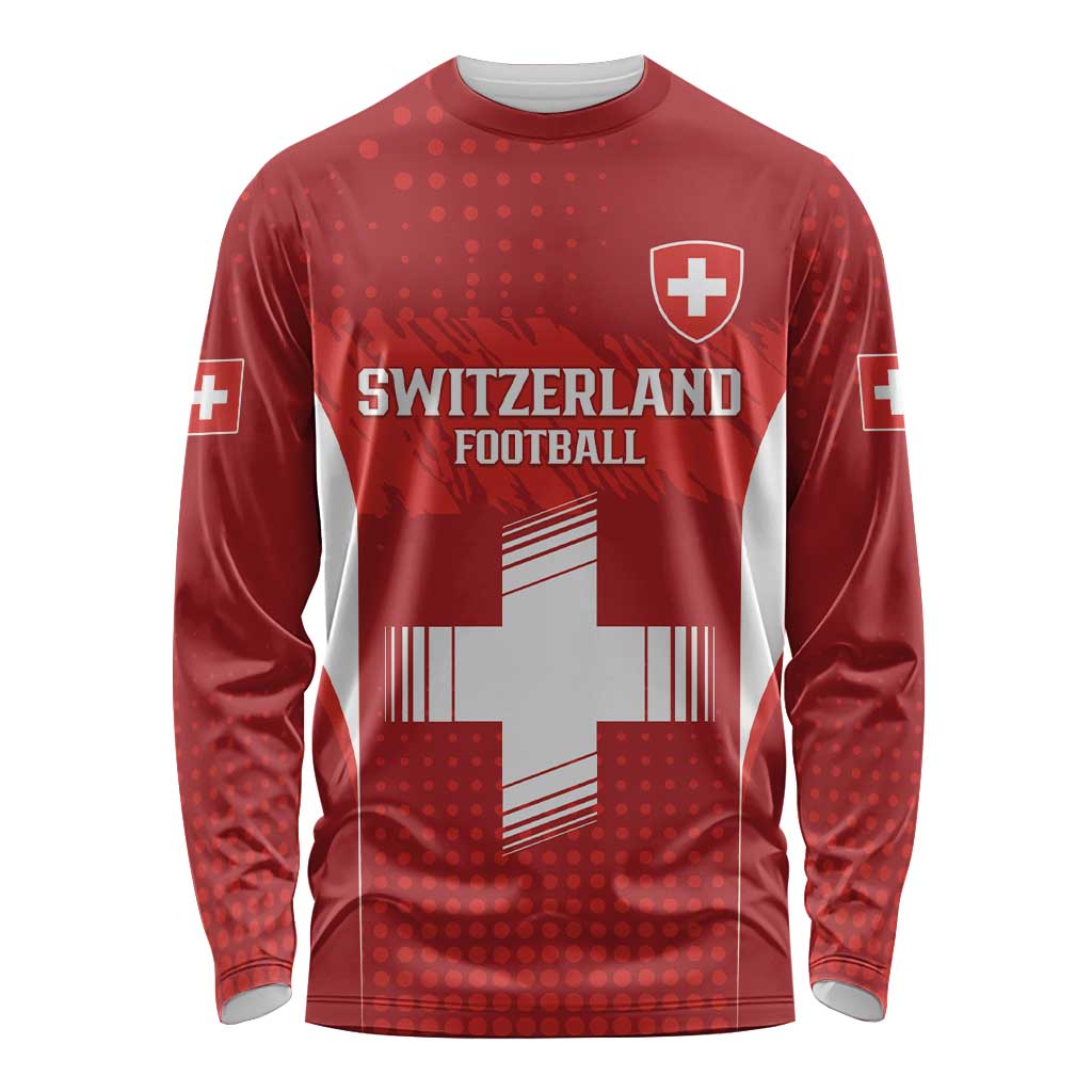 Custom Switzerland Football 2026 Long Sleeve Shirt Hopp Schwiiz - Wonder Print Shop