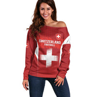 Custom Switzerland Football 2026 Off Shoulder Sweater Hopp Schwiiz - Wonder Print Shop
