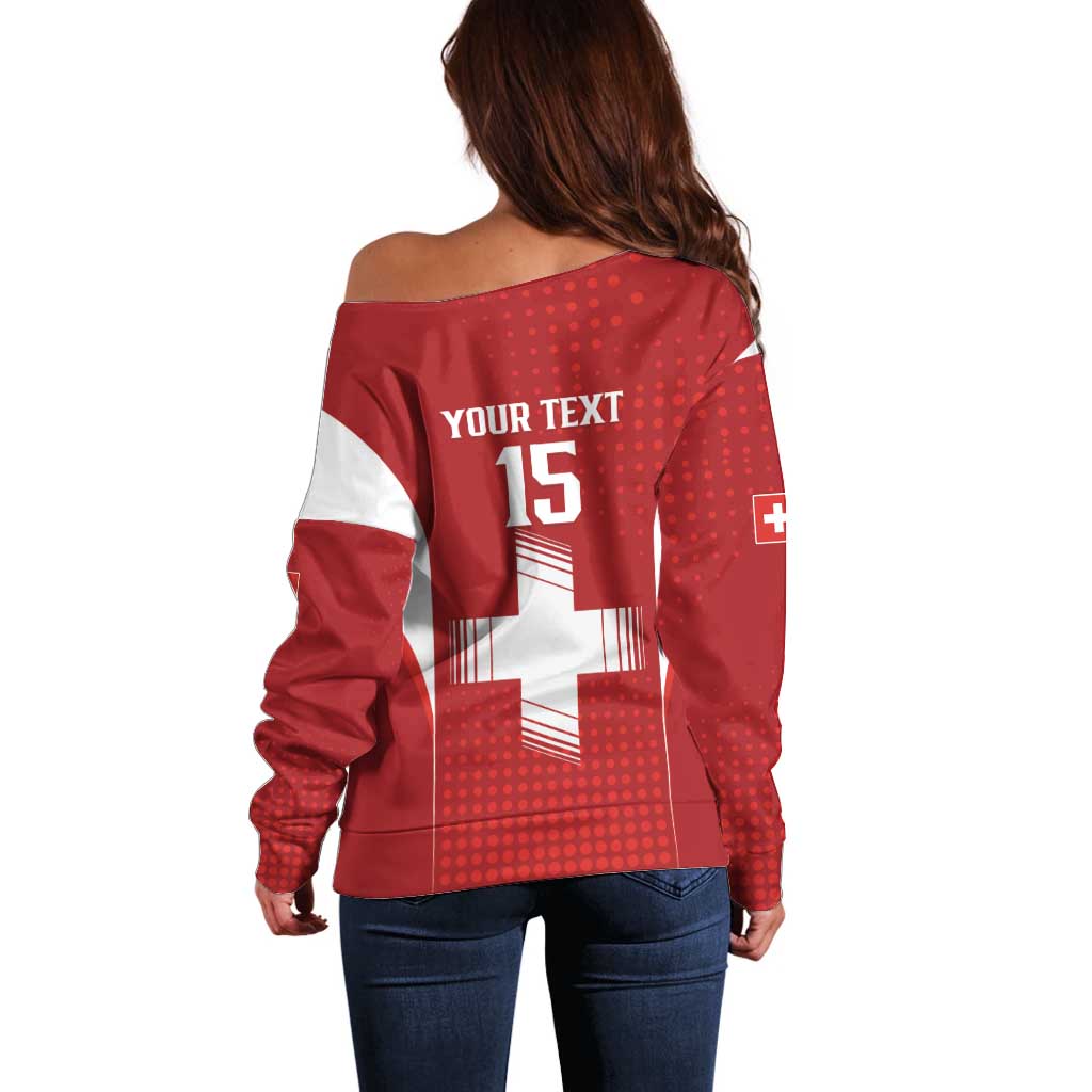 Custom Switzerland Football 2026 Off Shoulder Sweater Hopp Schwiiz - Wonder Print Shop