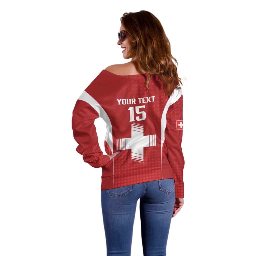 Custom Switzerland Football 2026 Off Shoulder Sweater Hopp Schwiiz - Wonder Print Shop
