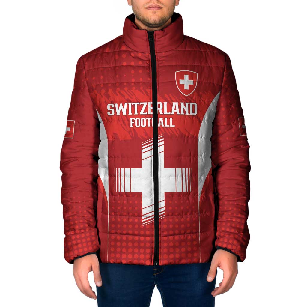 Custom Switzerland Football 2026 Padded Jacket Hopp Schwiiz - Wonder Print Shop