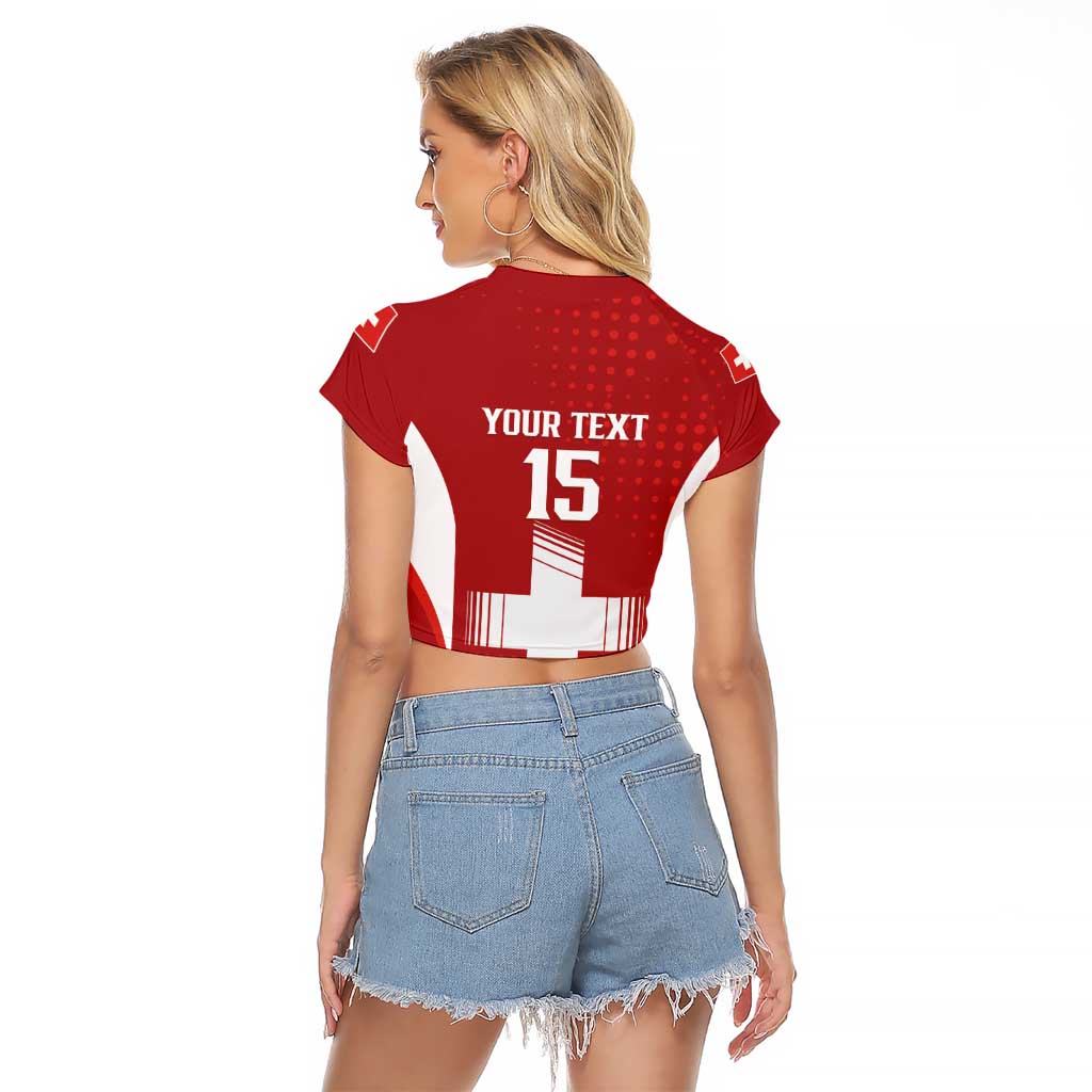 Custom Switzerland Football 2026 Raglan Cropped T Shirt Hopp Schwiiz - Wonder Print Shop