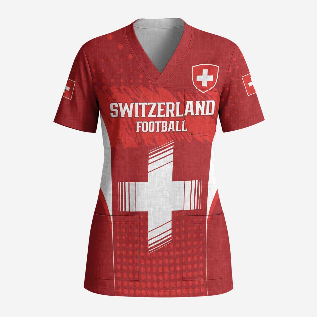 Custom Switzerland Football 2026 Scrub Top Hopp Schwiiz - Wonder Print Shop