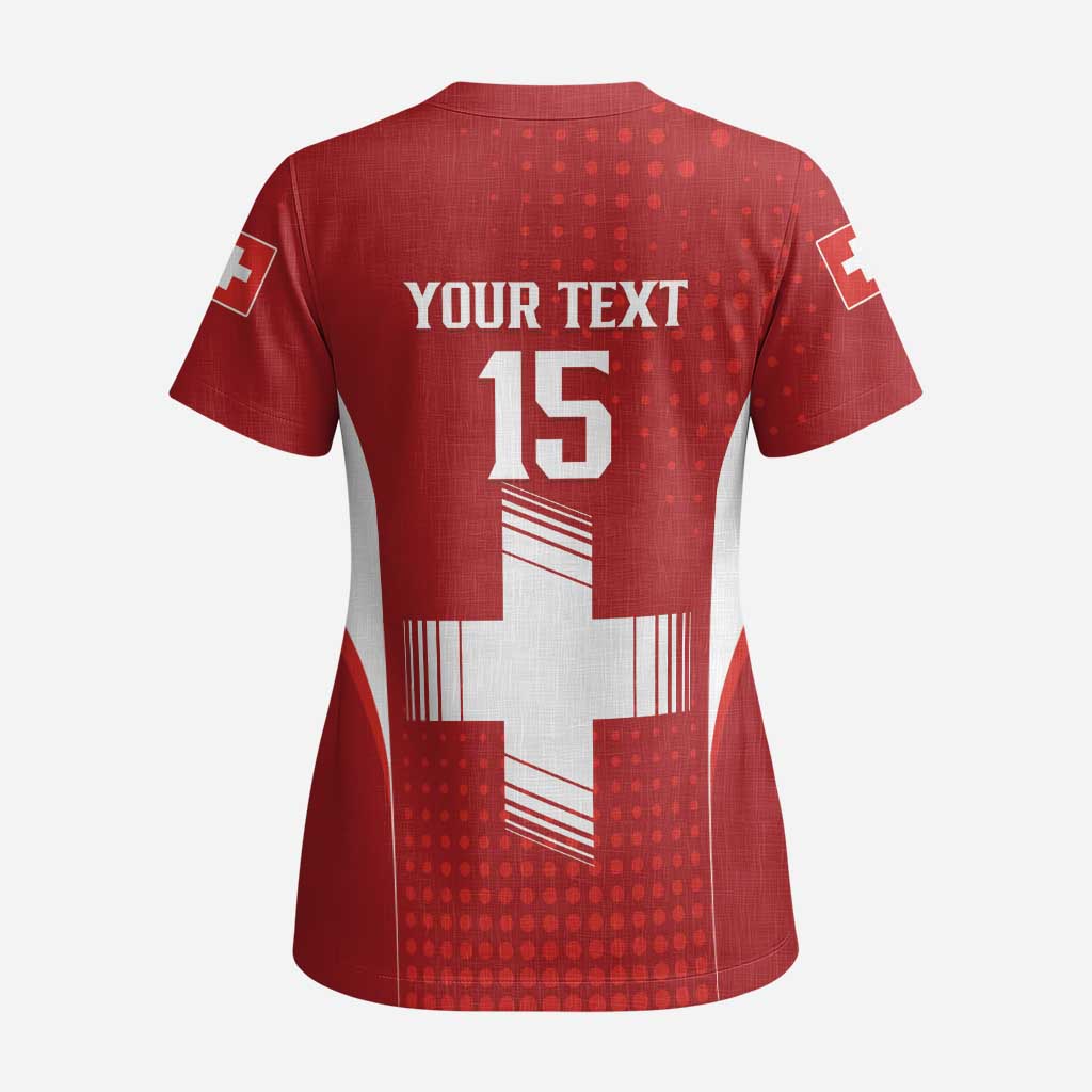 Custom Switzerland Football 2026 Scrub Top Hopp Schwiiz - Wonder Print Shop