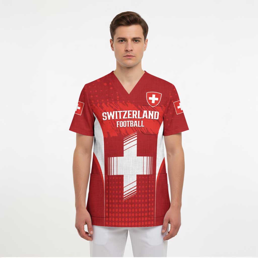 Custom Switzerland Football 2026 Scrub Top Hopp Schwiiz - Wonder Print Shop