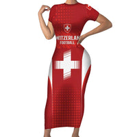 Custom Switzerland Football 2026 Short Sleeve Bodycon Dress Hopp Schwiiz - Wonder Print Shop