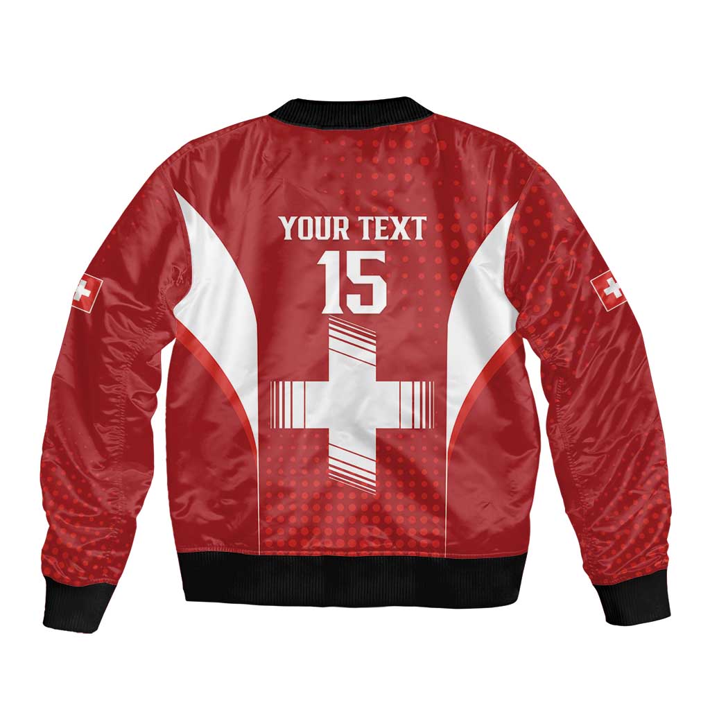 Custom Switzerland Football 2026 Sleeve Zip Bomber Jacket Hopp Schwiiz - Wonder Print Shop