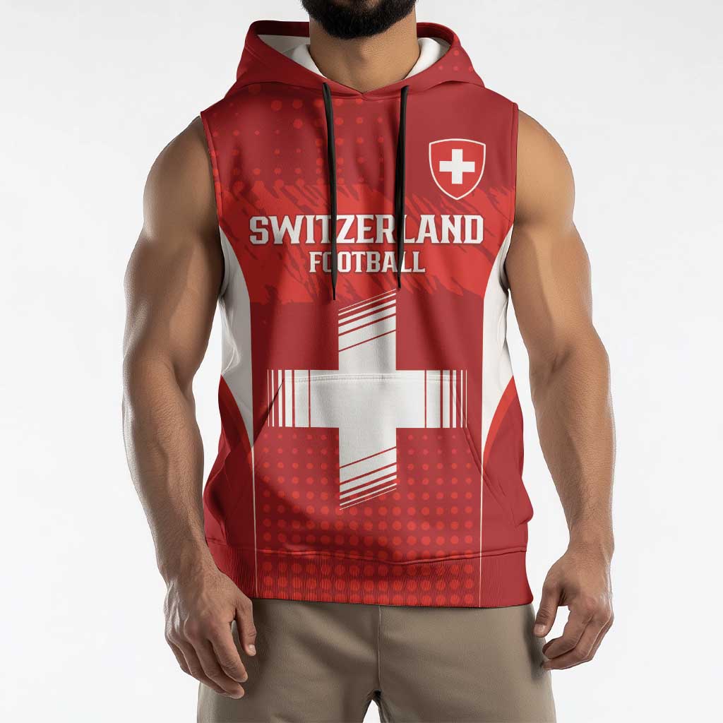 Custom Switzerland Football 2026 Sleeveless Hoodie Hopp Schwiiz - Wonder Print Shop