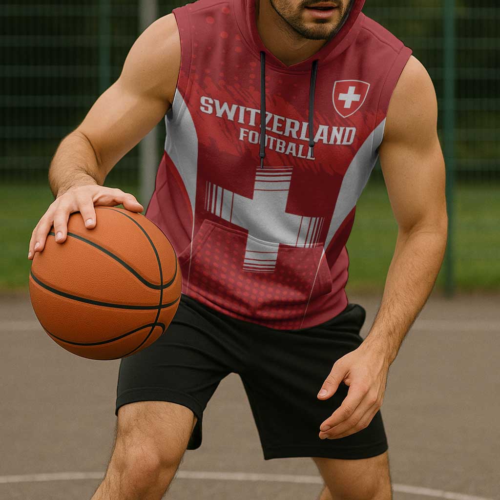 Custom Switzerland Football 2026 Sleeveless Hoodie Hopp Schwiiz - Wonder Print Shop