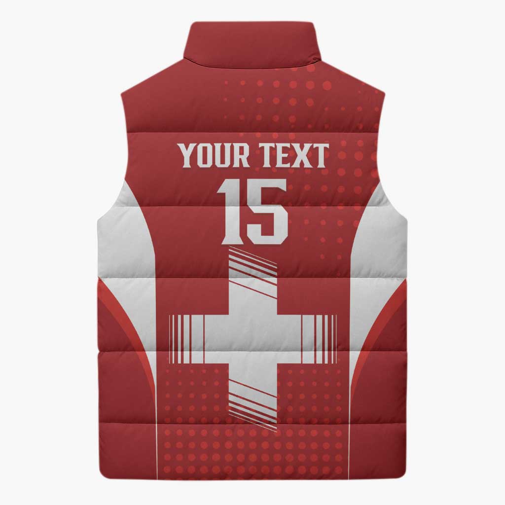 Custom Switzerland Football 2026 Sleeveless Puffer Jacket Hopp Schwiiz - Wonder Print Shop