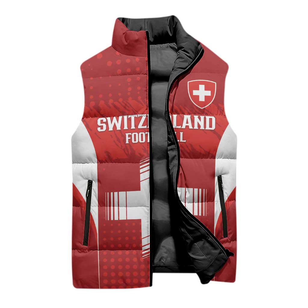 Custom Switzerland Football 2026 Sleeveless Puffer Jacket Hopp Schwiiz - Wonder Print Shop