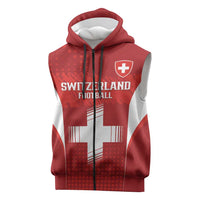 Custom Switzerland Football 2026 Sleeveless Zip Hoodie Hopp Schwiiz - Wonder Print Shop