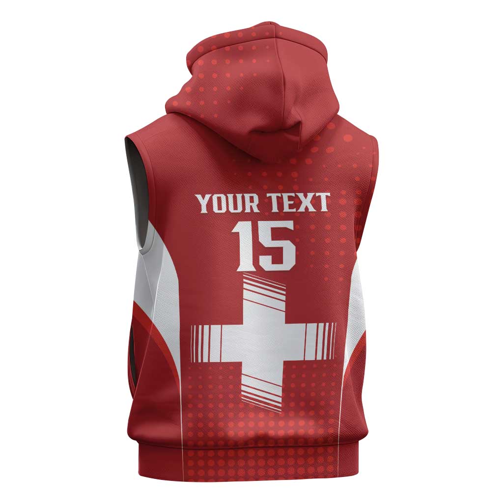 Custom Switzerland Football 2026 Sleeveless Zip Hoodie Hopp Schwiiz - Wonder Print Shop