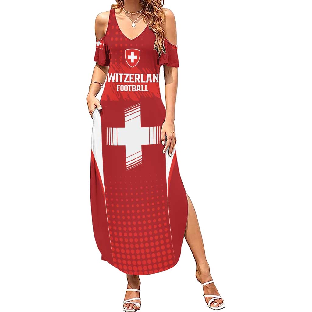 Custom Switzerland Football 2026 Summer Maxi Dress Hopp Schwiiz - Wonder Print Shop