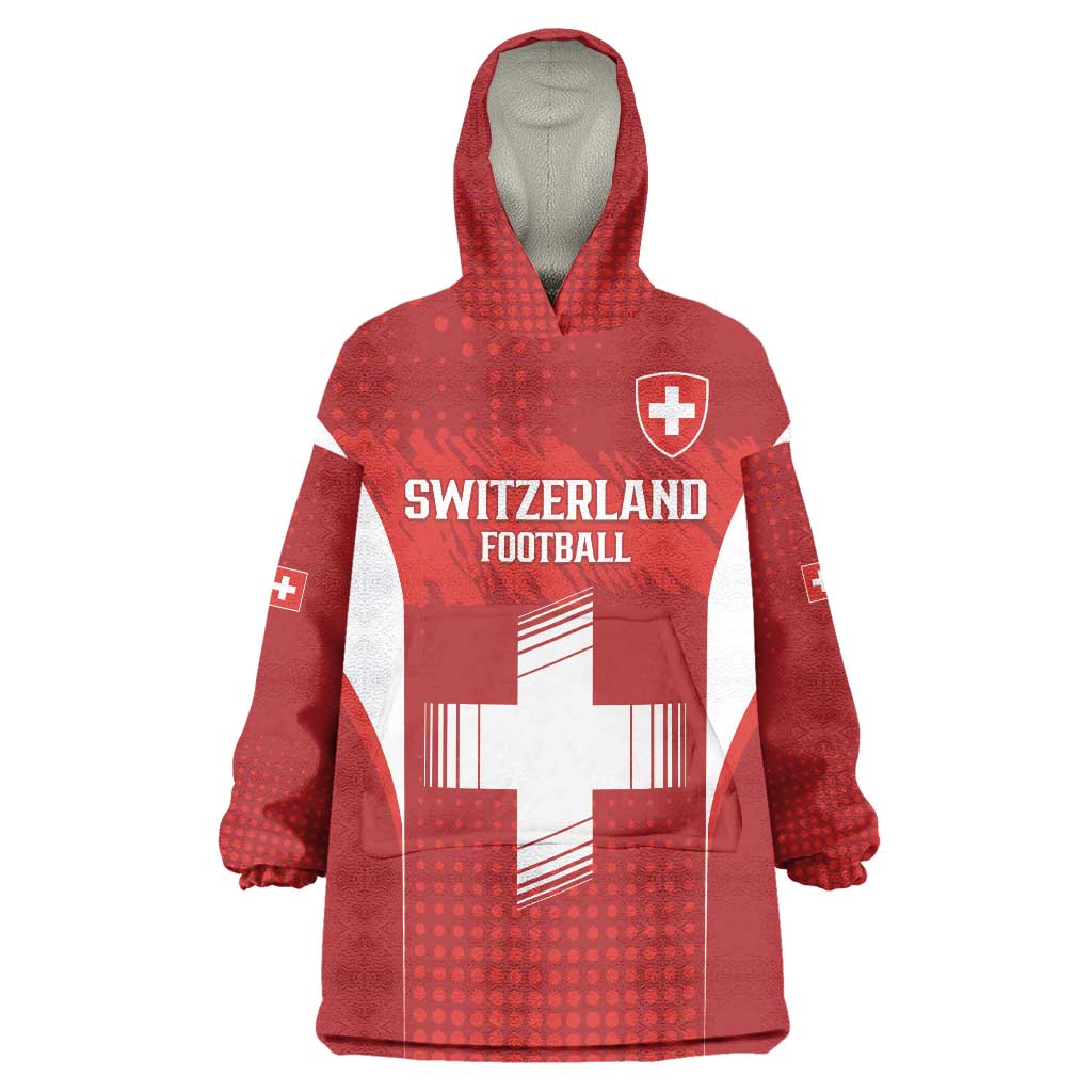 Custom Switzerland Football 2026 Wearable Blanket Hoodie Hopp Schwiiz - Wonder Print Shop