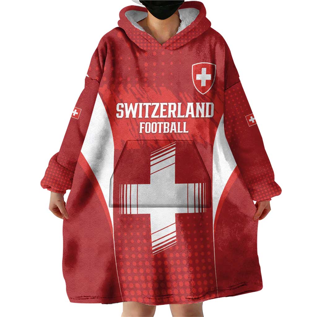 Custom Switzerland Football 2026 Wearable Blanket Hoodie Hopp Schwiiz - Wonder Print Shop