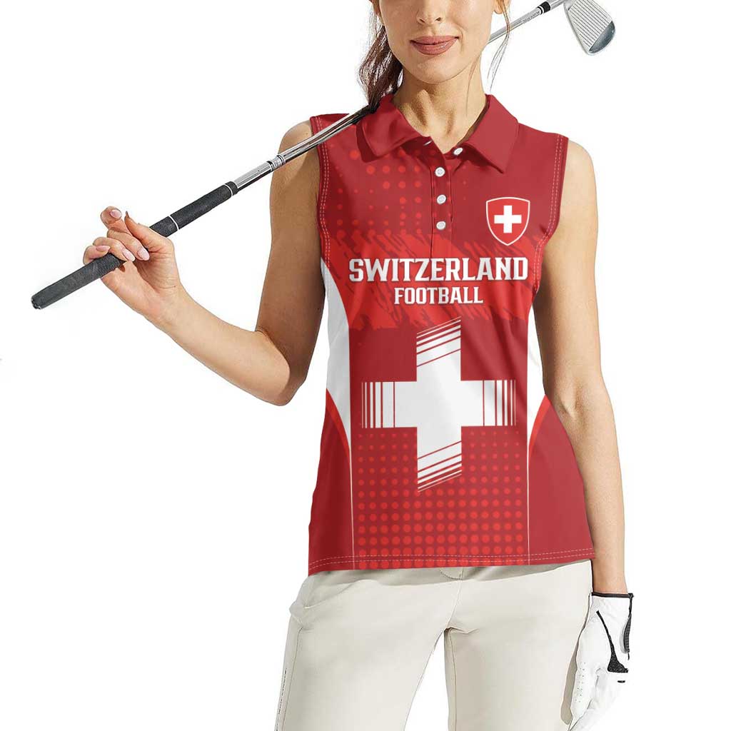 Custom Switzerland Football 2026 Women Sleeveless Polo Shirt Hopp Schwiiz - Wonder Print Shop