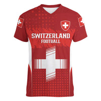 Custom Switzerland Football 2026 Women V-Neck T-Shirt Hopp Schwiiz - Wonder Print Shop