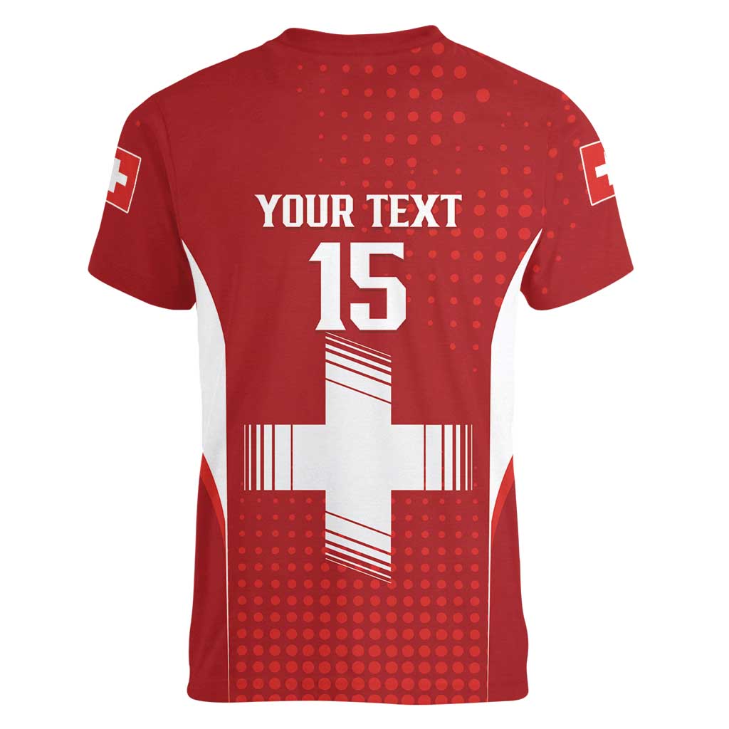 Custom Switzerland Football 2026 Women V-Neck T-Shirt Hopp Schwiiz - Wonder Print Shop