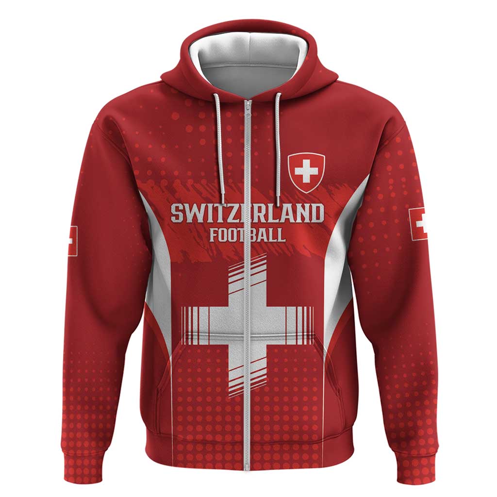 Custom Switzerland Football 2026 Zip Hoodie Hopp Schwiiz - Wonder Print Shop