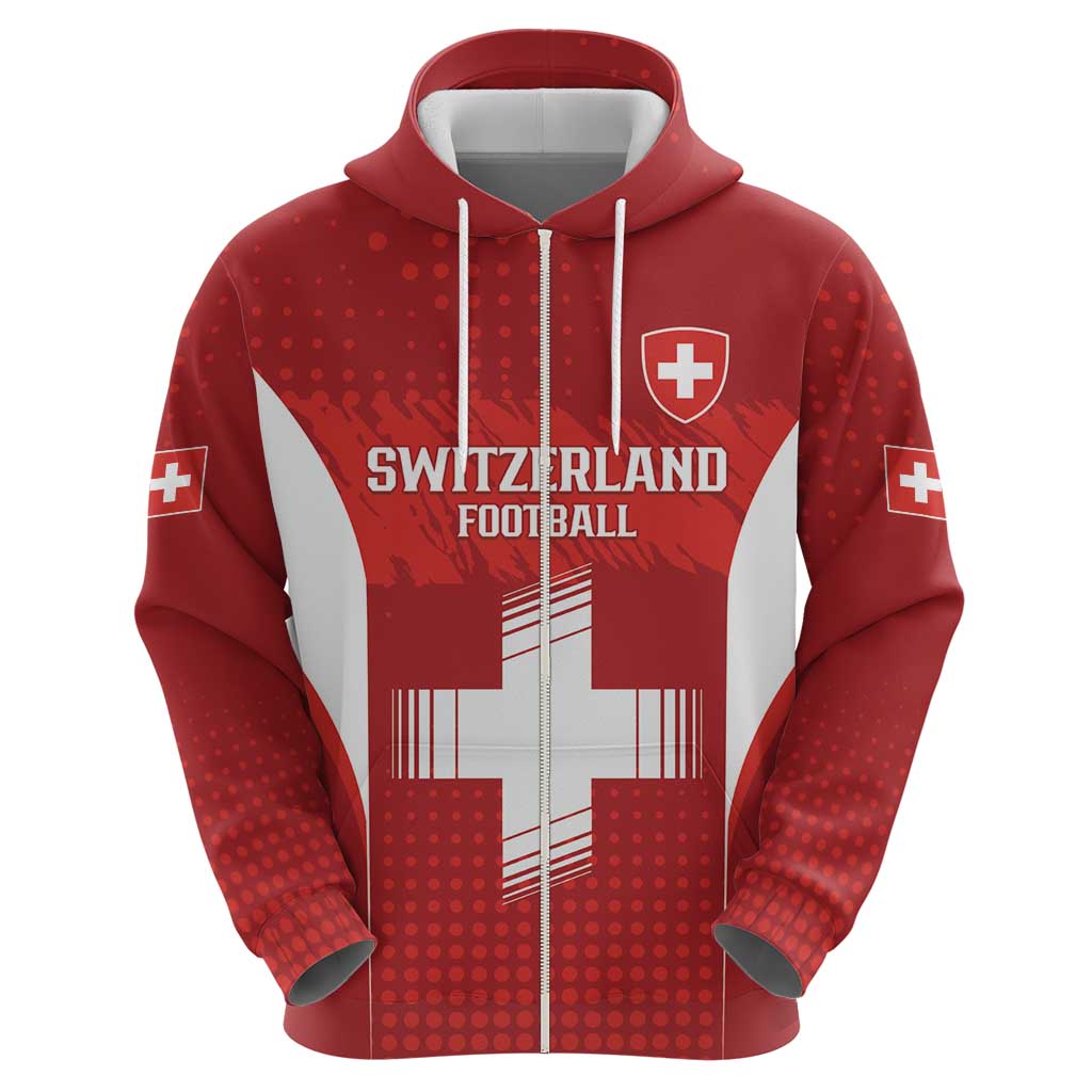Custom Switzerland Football 2026 Zip Hoodie Hopp Schwiiz - Wonder Print Shop