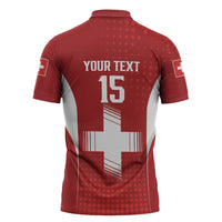 Custom Switzerland Football 2026 Zipper Polo Shirt Hopp Schwiiz - Wonder Print Shop