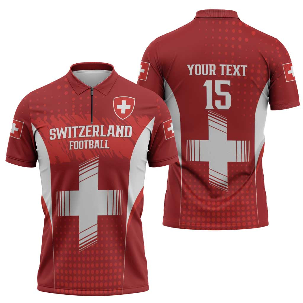 Custom Switzerland Football 2026 Zipper Polo Shirt Hopp Schwiiz - Wonder Print Shop