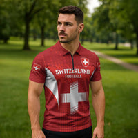 Custom Switzerland Football 2026 Zipper Polo Shirt Hopp Schwiiz - Wonder Print Shop