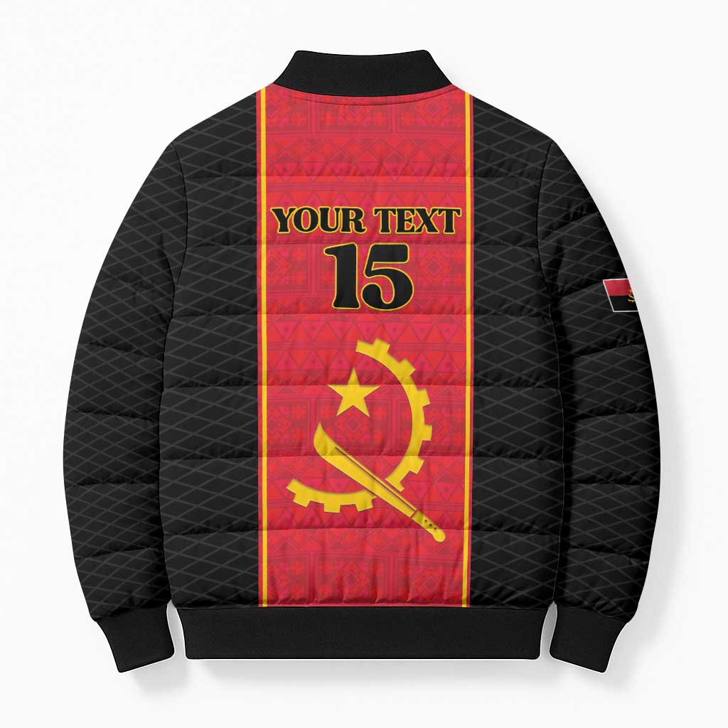 Custom Angola Football Bomber Puffer Jacket Come On Palancas Negras - Wonder Print Shop