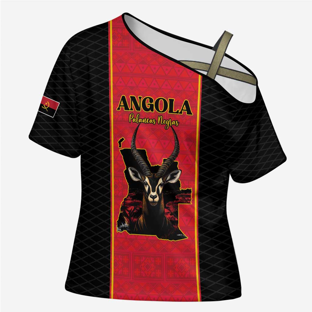 Custom Angola Football Cross Shoulder Shirt Come On Palancas Negras - Wonder Print Shop