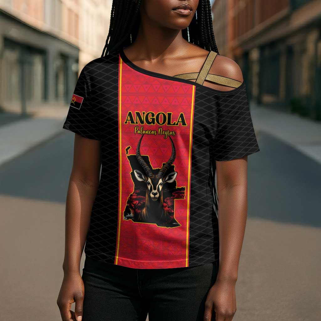 Custom Angola Football Cross Shoulder Shirt Come On Palancas Negras - Wonder Print Shop