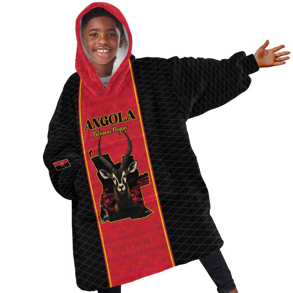 Custom Angola Football Kid Wearable Blanket Hoodie Come On Palancas Negras - Wonder Print Shop