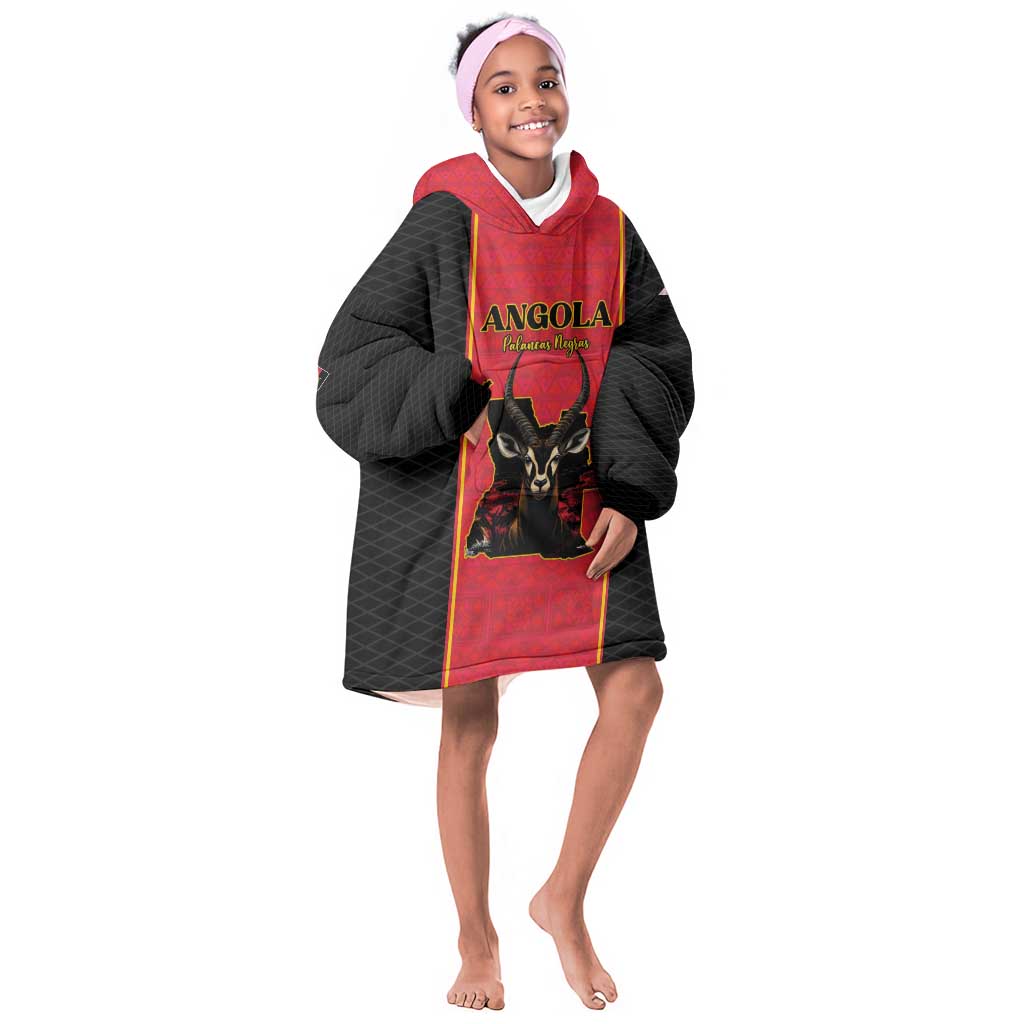 Custom Angola Football Kid Wearable Blanket Hoodie Come On Palancas Negras - Wonder Print Shop