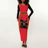 Custom Angola Football Long Sleeve Bodycon Dress Come On Palancas Negras - Wonder Print Shop