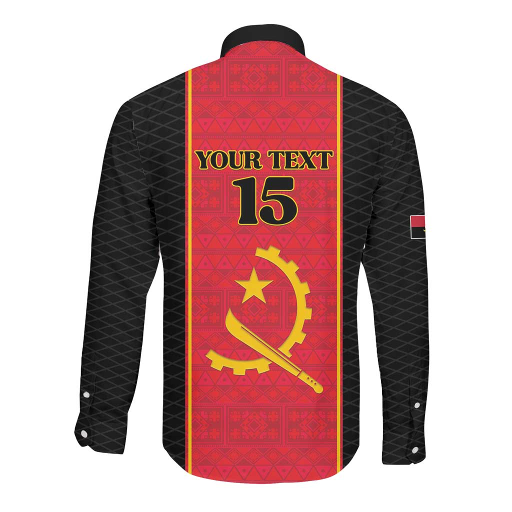 Custom Angola Football Long Sleeve Button Shirt Come On Palancas Negras - Wonder Print Shop