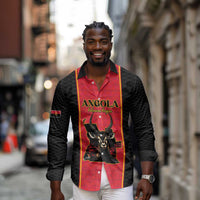 Custom Angola Football Long Sleeve Button Shirt Come On Palancas Negras - Wonder Print Shop