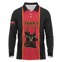 Custom Angola Football Long Sleeve Polo Shirt Come On Palancas Negras - Wonder Print Shop