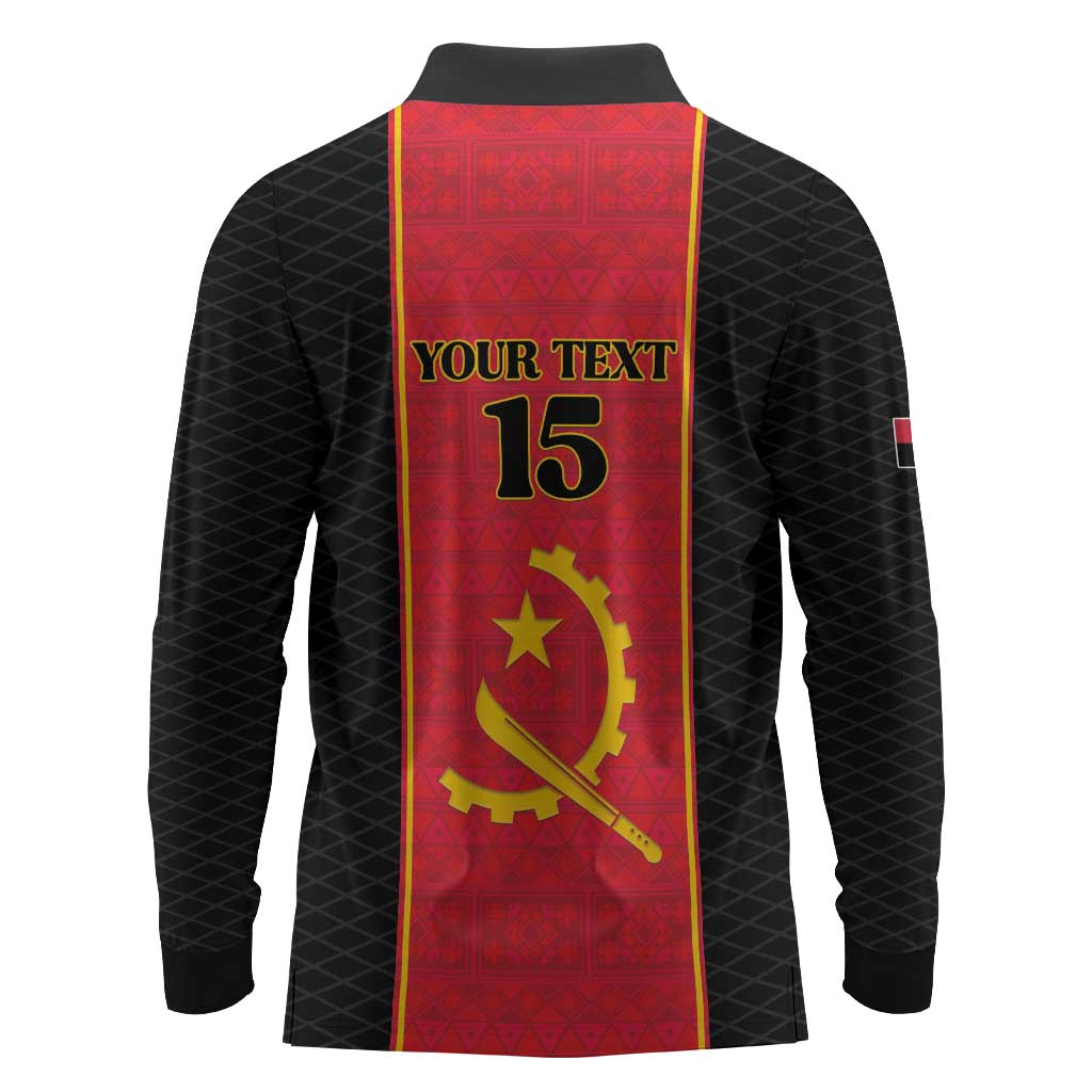 Custom Angola Football Long Sleeve Polo Shirt Come On Palancas Negras - Wonder Print Shop