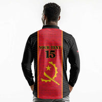 Custom Angola Football Long Sleeve Polo Shirt Come On Palancas Negras - Wonder Print Shop