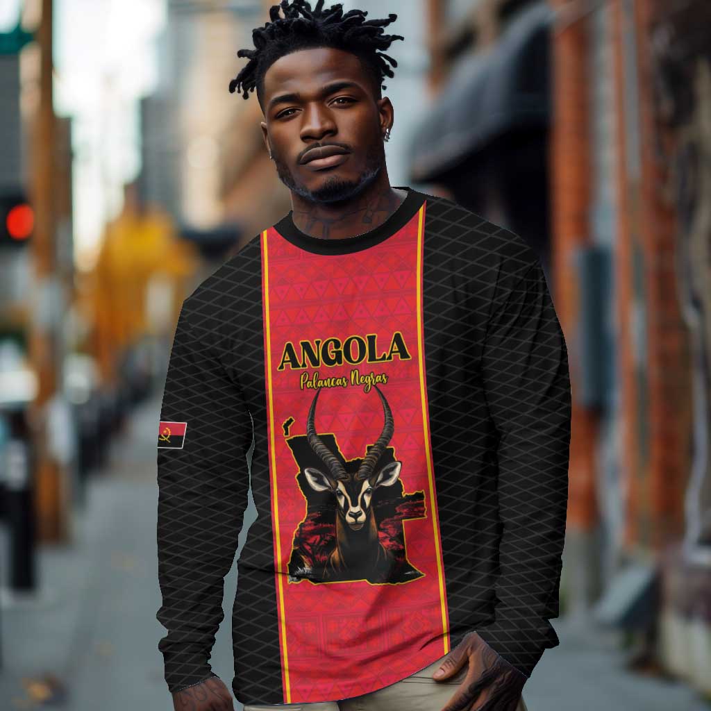 Custom Angola Football Long Sleeve Shirt Come On Palancas Negras - Wonder Print Shop