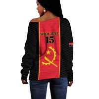 Custom Angola Football Off Shoulder Sweater Come On Palancas Negras - Wonder Print Shop