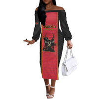 Custom Angola Football Off The Shoulder Long Sleeve Dress Come On Palancas Negras - Wonder Print Shop
