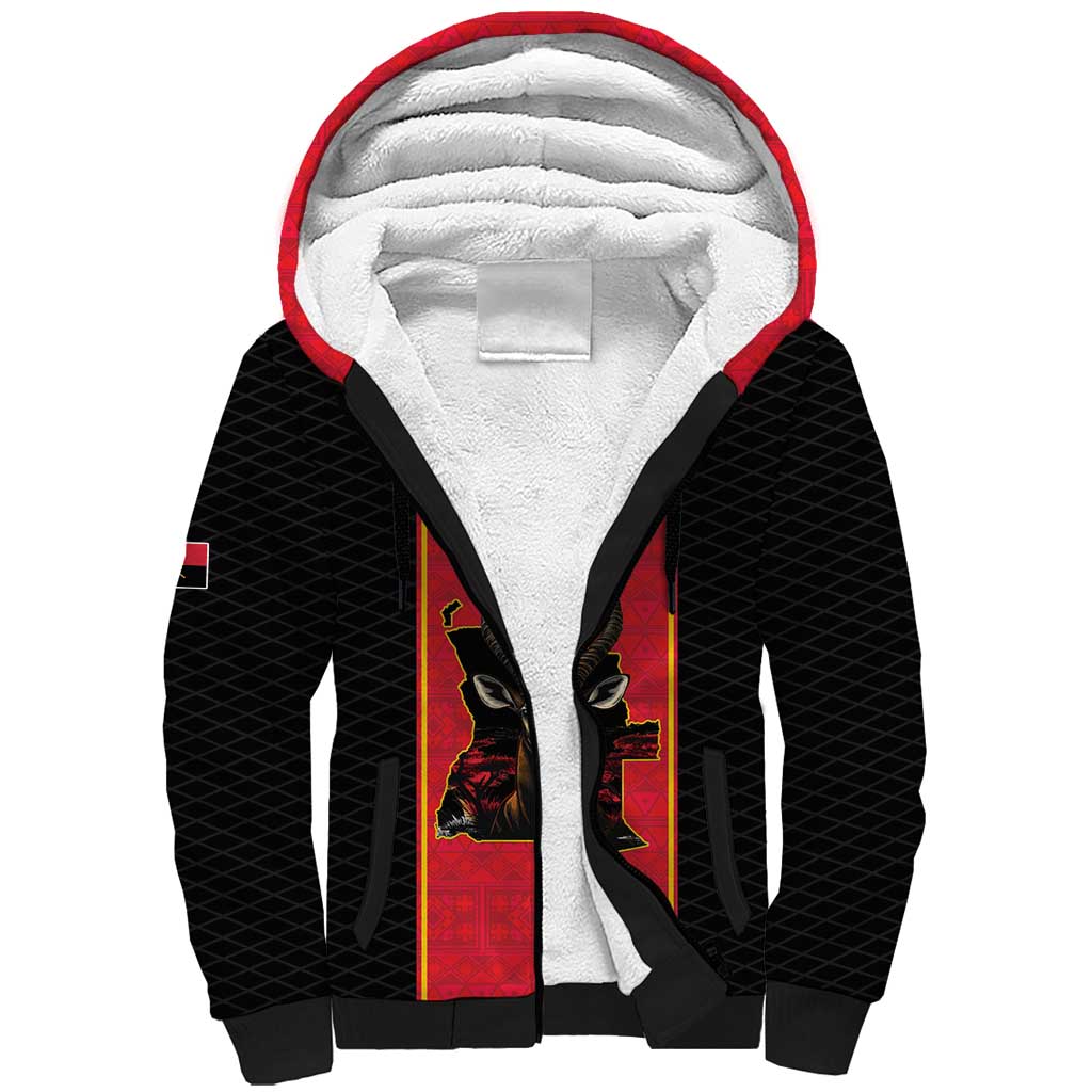 Custom Angola Football Sherpa Hoodie Come On Palancas Negras - Wonder Print Shop