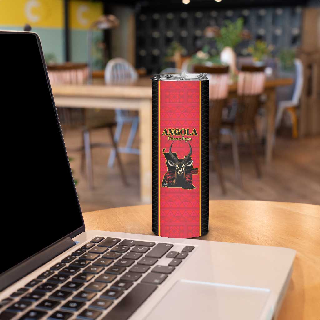 Custom Angola Football Skinny Tumbler Come On Palancas Negras - Wonder Print Shop