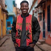 Custom Angola Football Sleeve Zip Bomber Jacket Come On Palancas Negras - Wonder Print Shop